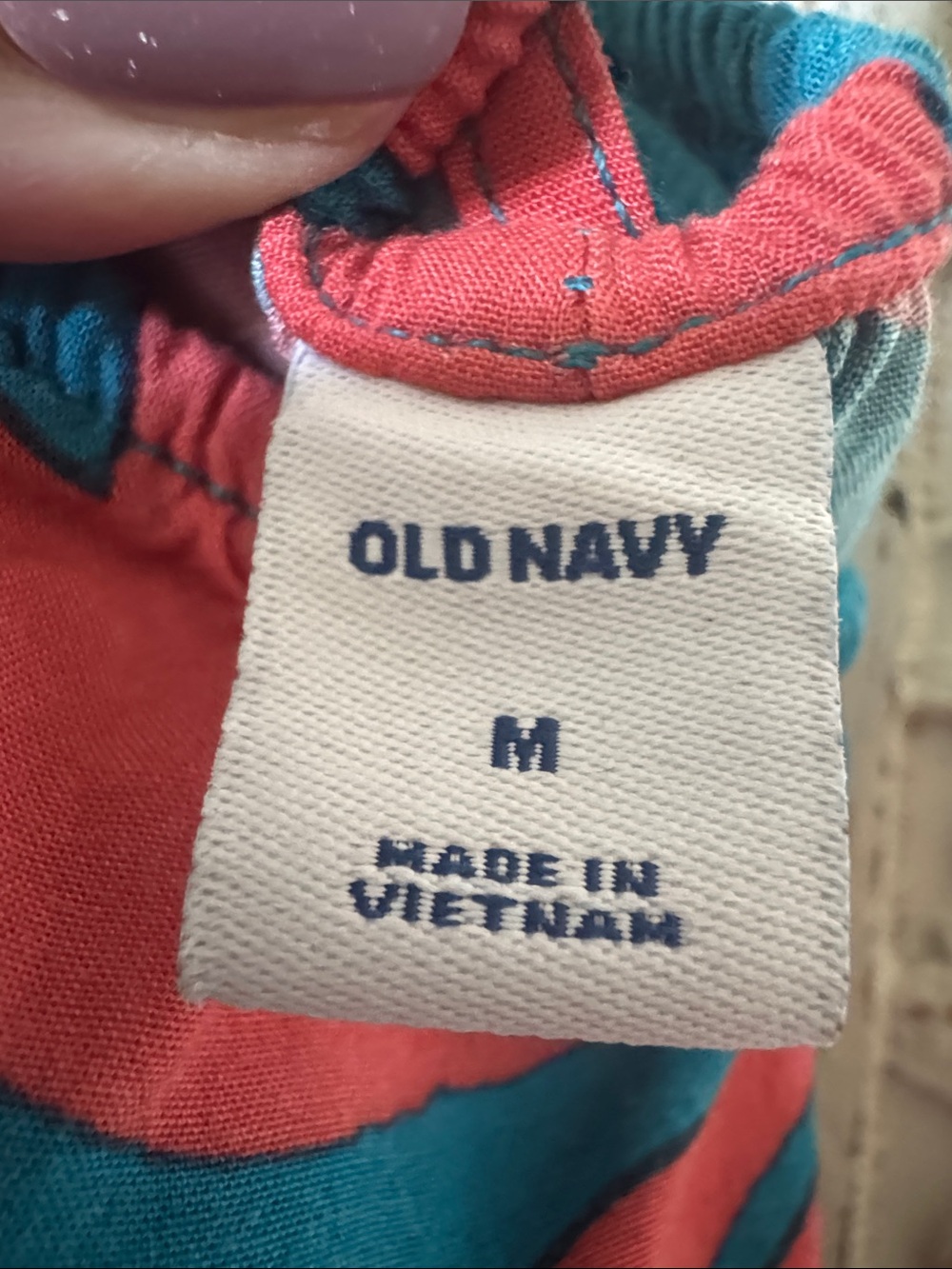 Old Navy Teal and Coral Striped Top - Picture 2 of 14